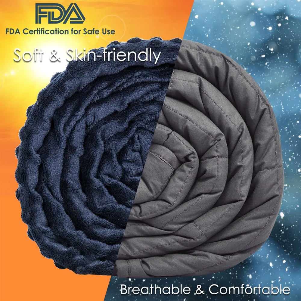 15lbs Weighted Blanket Removable Super Soft Crystal Cover w/ Glass Bead 60''x80''