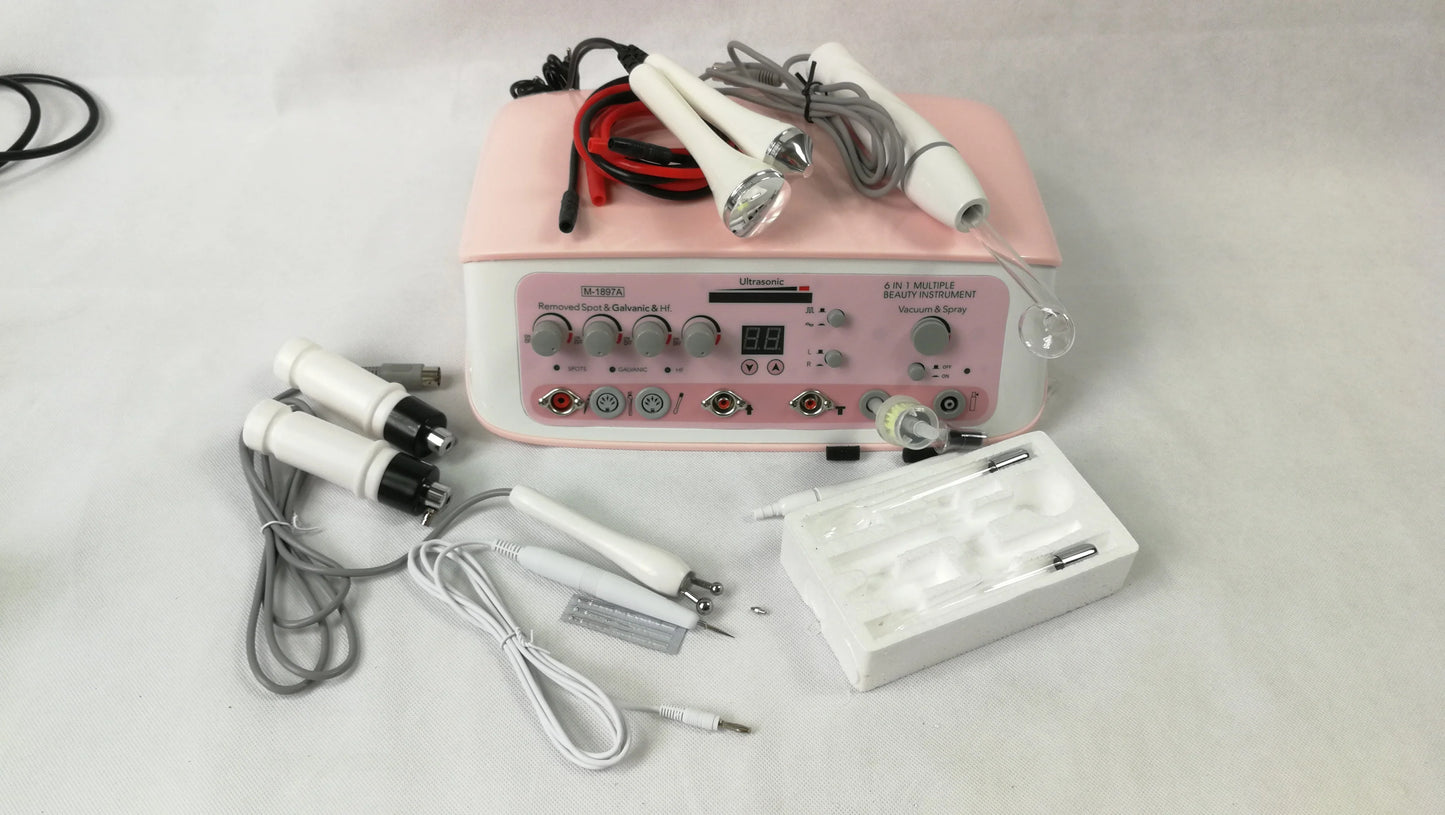 Allfond Ultrasonic Bio RF Vacuum Galvanic High Frequency Spray Multifunction Facial Machine for Beauty Skin