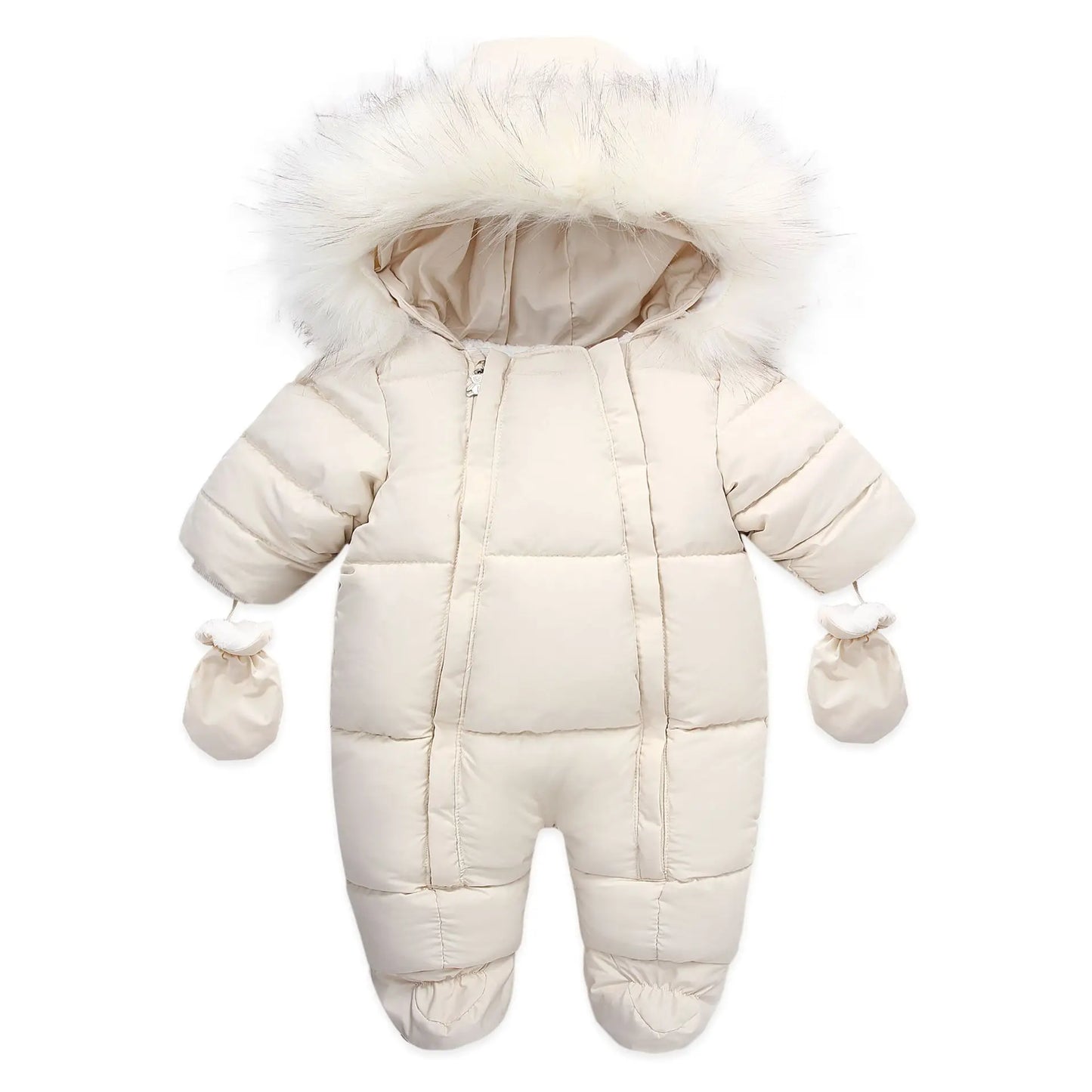 AYNIGIELL 2024 Winter Newborn Thickening Jumpsuit Built-in Wool Hooded Down Romper Baby Boys and Girls Warm Snowproof Overalls
