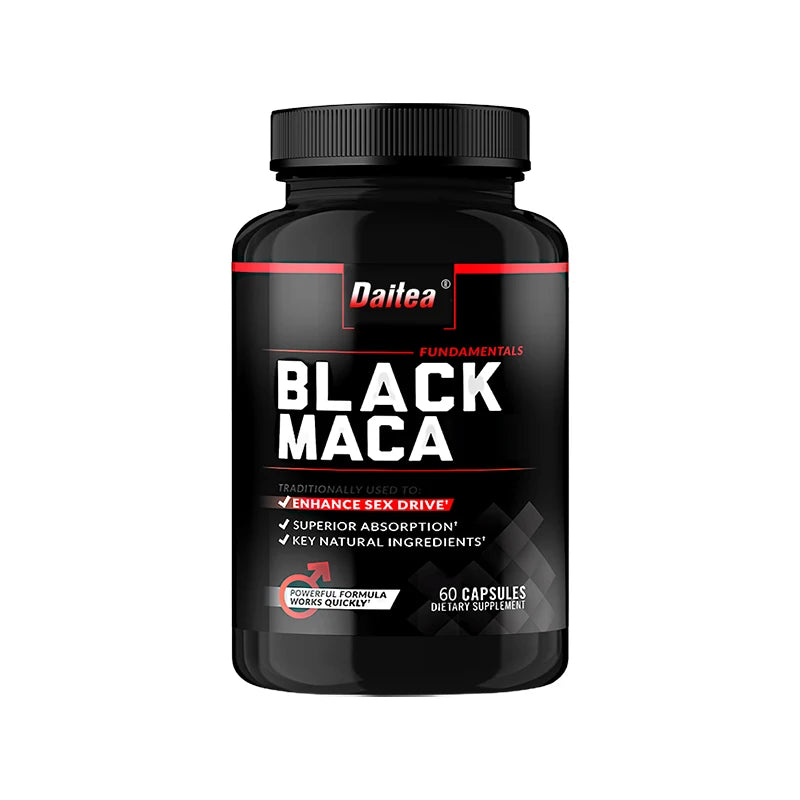 Organic Black Maca Capsules, Helps with Energy, Endurance, Mood Health, Antioxidant Support, Vegan, Non-GMO