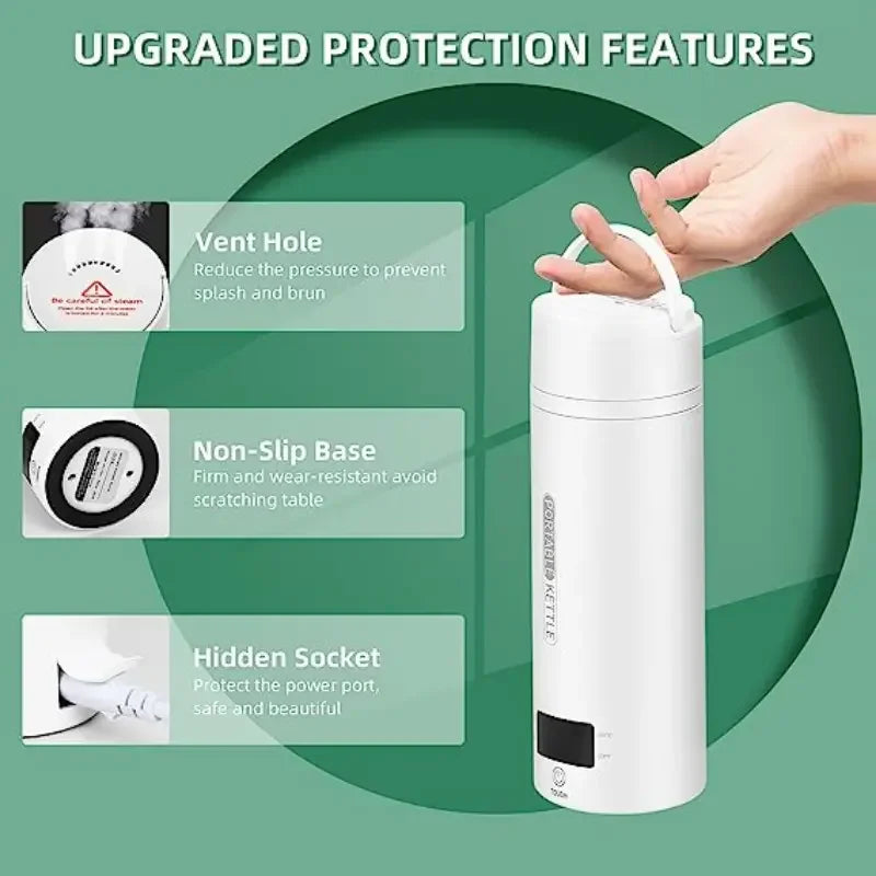 Travel Electric Kettle Water Boiler, Water Heater Steel & Auto Shut-Off & Boil Dry Protect