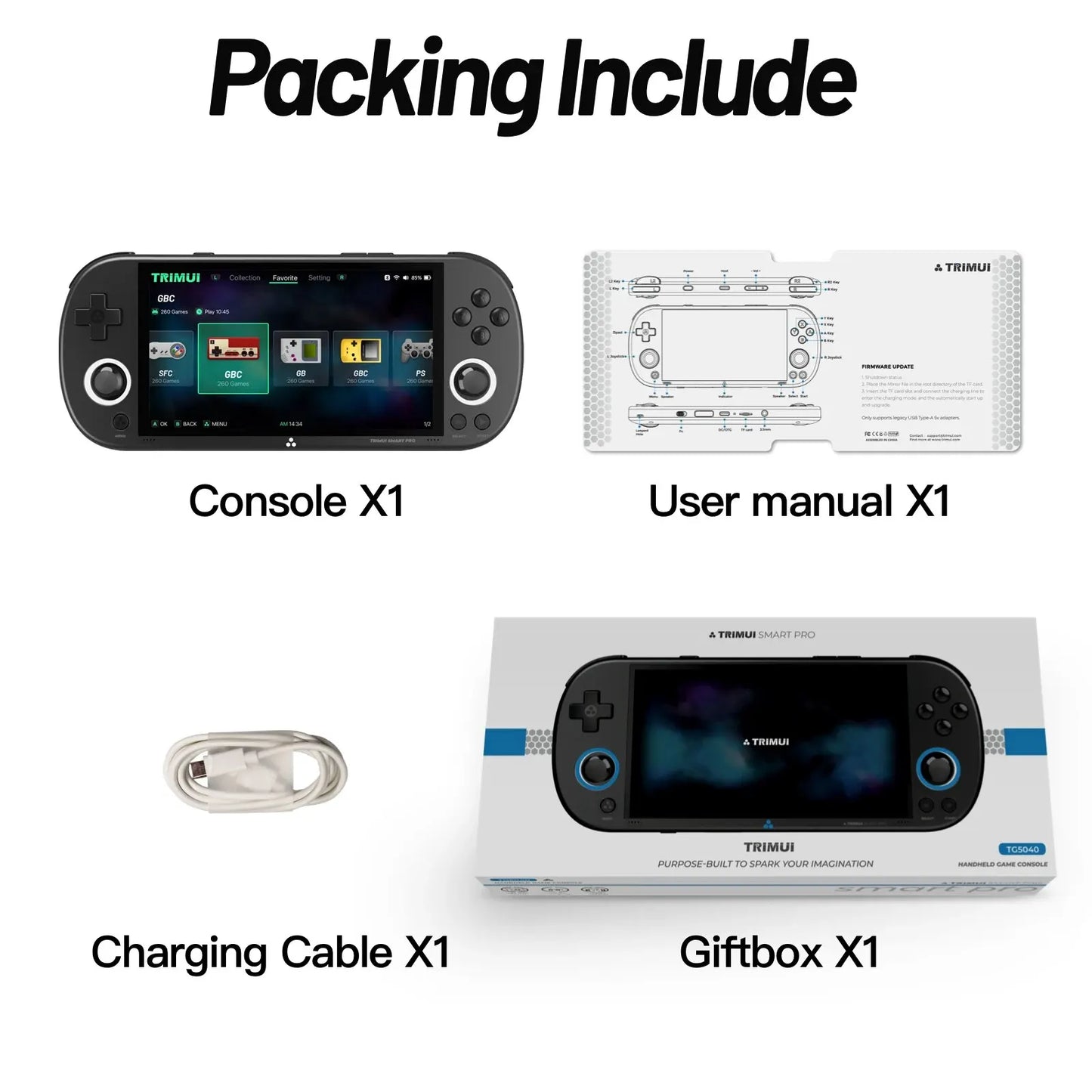 Trimui Smart Pro Handheld Game Console 4.96''IPS Screen Linux System Joystick