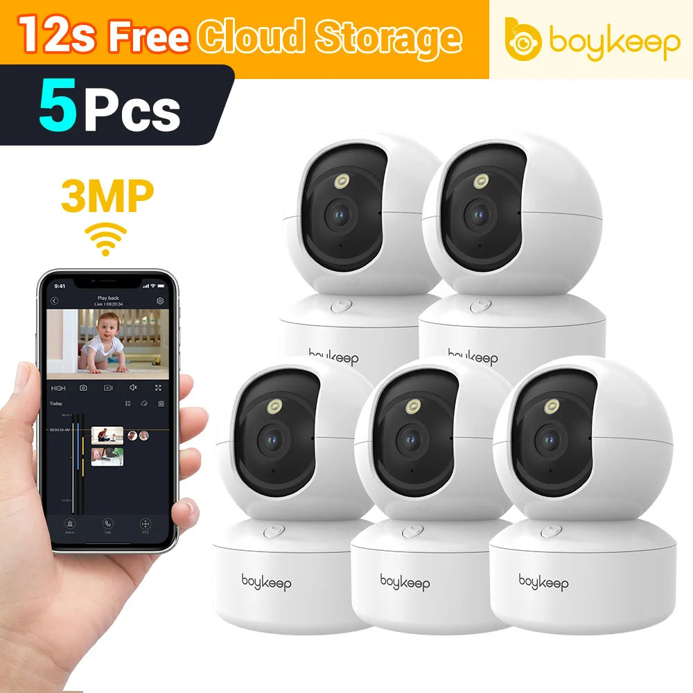 BoyKeep 3MP WiFi IP Camera Smart Baby Monitor Home Security 5G WiFi Indoor IP Automatic Tracking 24/7 Video Surveillance