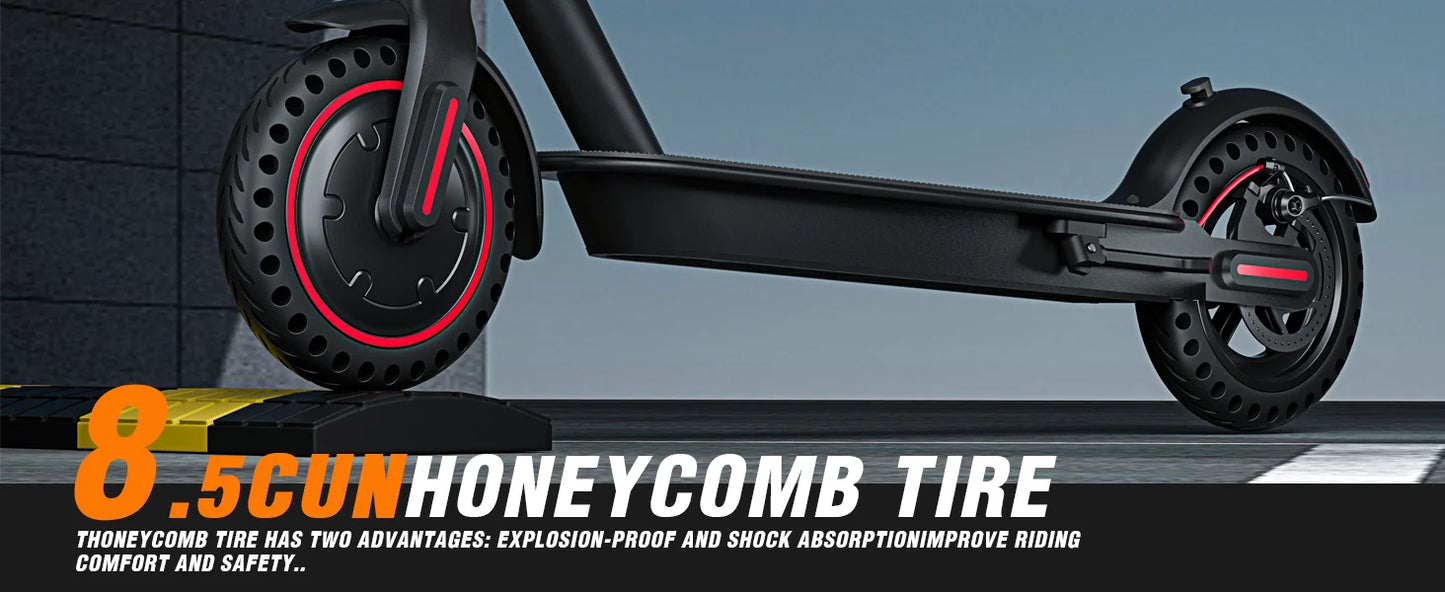 350W Foldable Electric Scooter Explosion-proof Tires & Dual Brake System