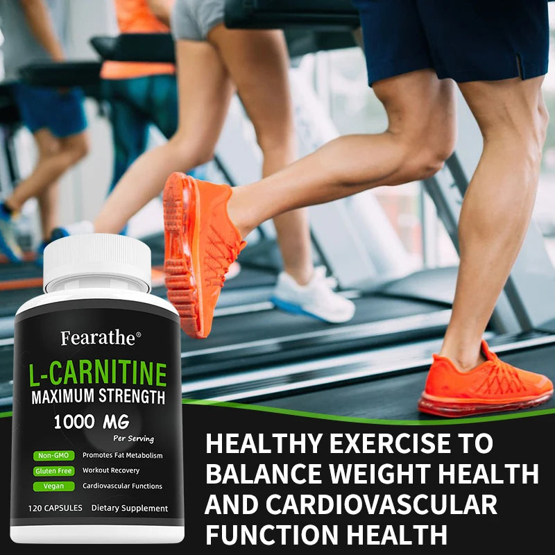 L-Carnitine 1000 Mg Capsules - Powerful Fat Burner, Boosts Metabolism, Energy, Focus, Antioxidant and Cardiovascular Health