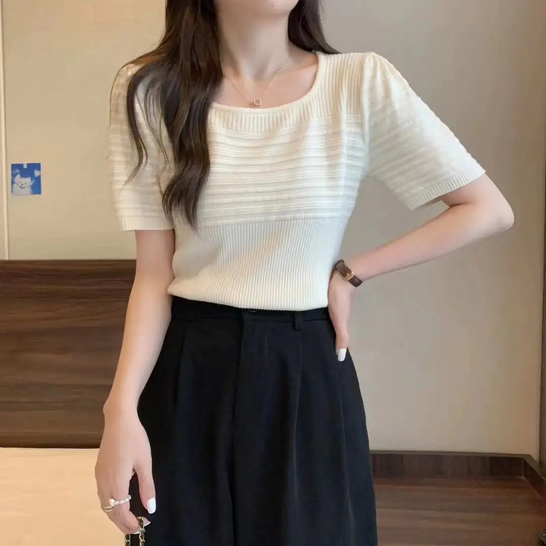 2023 Summer New Korean Style Bubble Short Sleeve