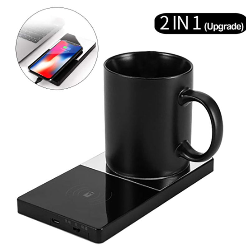 2 In 1 cup Heating & Electric Wireless Charger For Home & Office