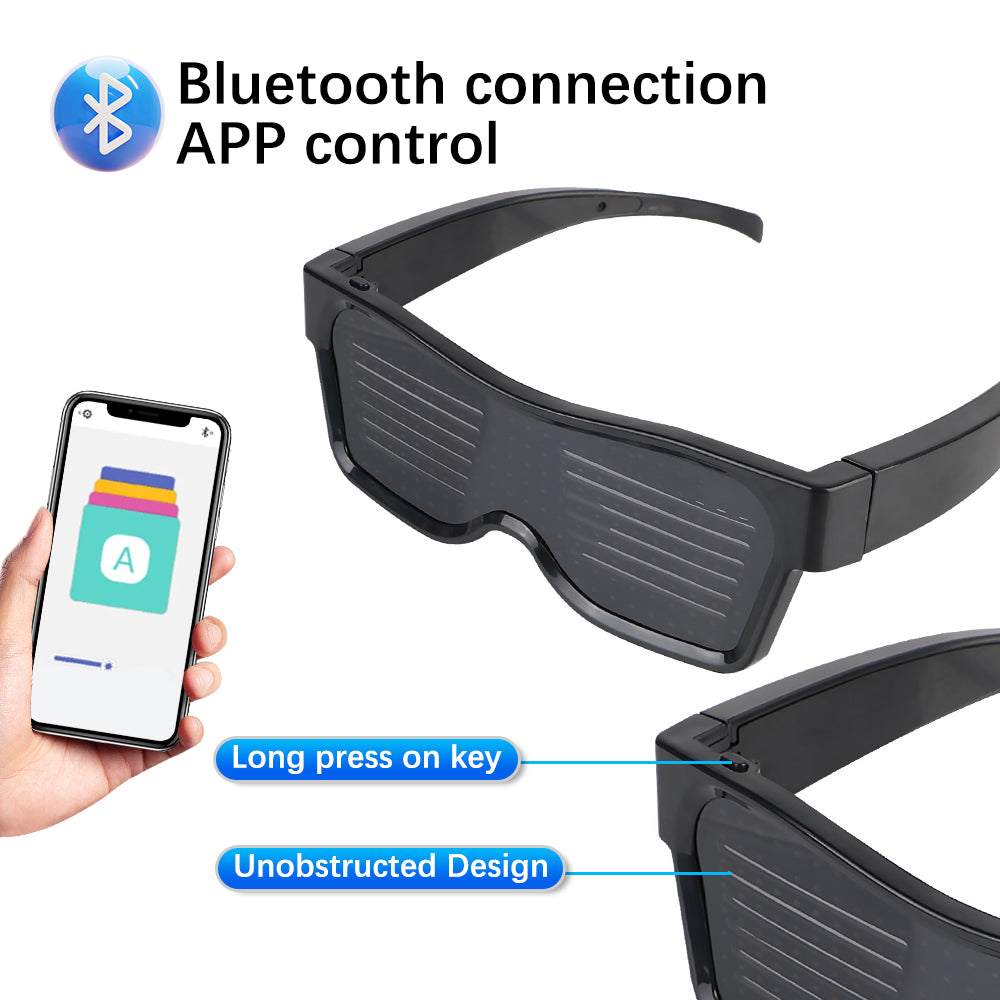 Portable DIY USB Futuristic Eyewear Prop For Party Bar Festival Performance LED Electronic Luminous Glasses APP Bluetooth