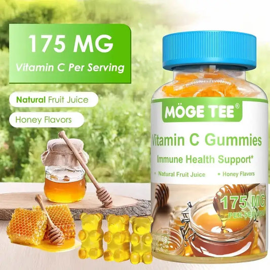 MOGE TEE Vitamin C Gummies Immune Support Natural Fruit Juice Honey Flavor 45 Count.