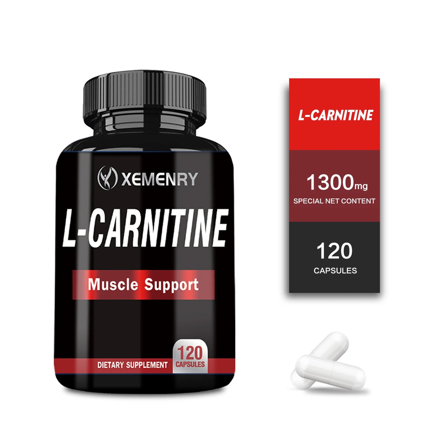 L-Carnitine - Supports Natural Energy Production, Sports Nutrition, Supports Memory and Concentration - 120 Capsules