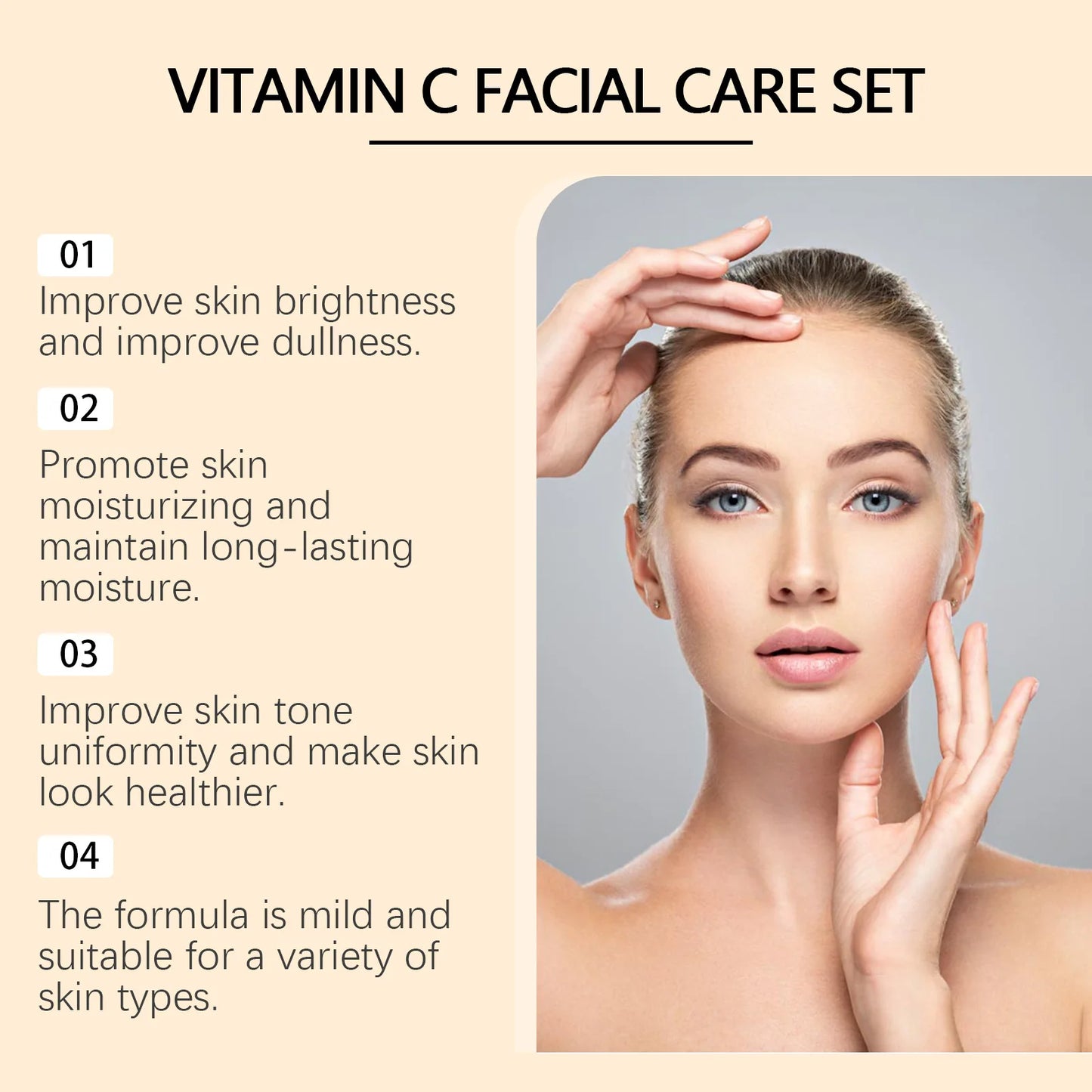 Eelhoe 1set Vitamin C Facial Skin Care Set Moisturizing Brightening Reduce Dark Spot Skin Renew Hydrate Repair Dry Skin Care Kit