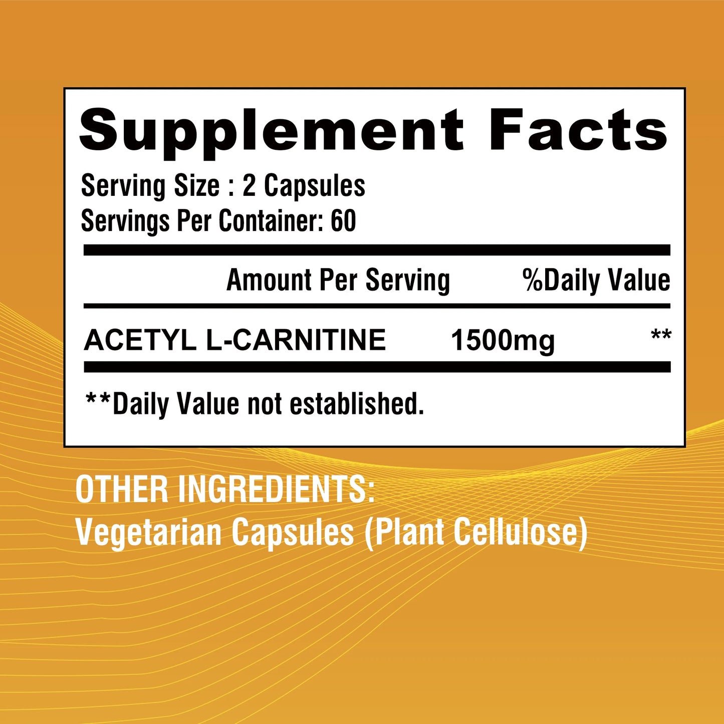 Acetyl L-Carnitine - Helps Support Brain Health, Improves Energy, Memory and Concentration - 120 Capsules