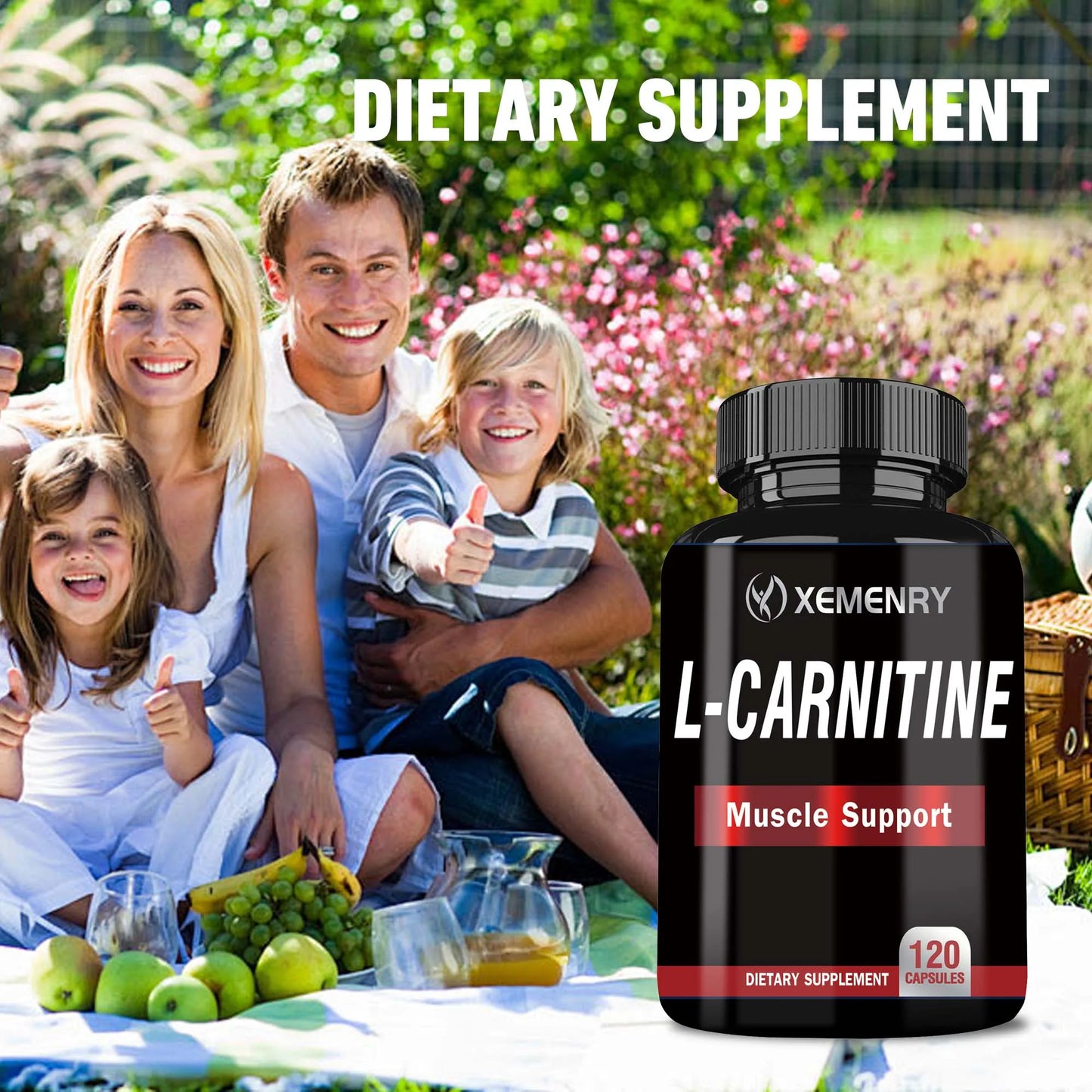 L-Carnitine - Supports Natural Energy Production, Sports Nutrition, Supports Memory and Concentration - 120 Capsules