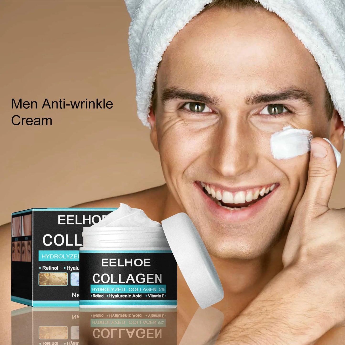 Eelhoe 50g Collagen Anti Wrinkle Cream Men Face Firming Improve Rough Dry Skin Tightening Fade Fine Line Moisturize Facial Cream