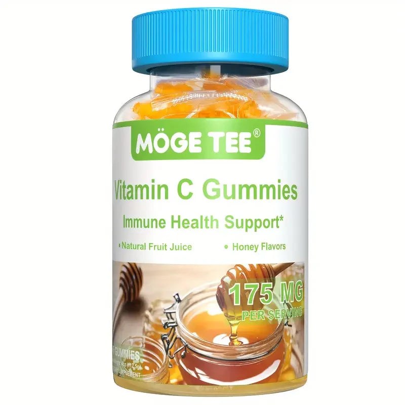 MOGE TEE Vitamin C Gummies Immune Support Natural Fruit Juice Honey Flavor 45 Count.
