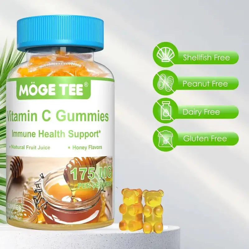 MOGE TEE Vitamin C Gummies Immune Support Natural Fruit Juice Honey Flavor 45 Count.