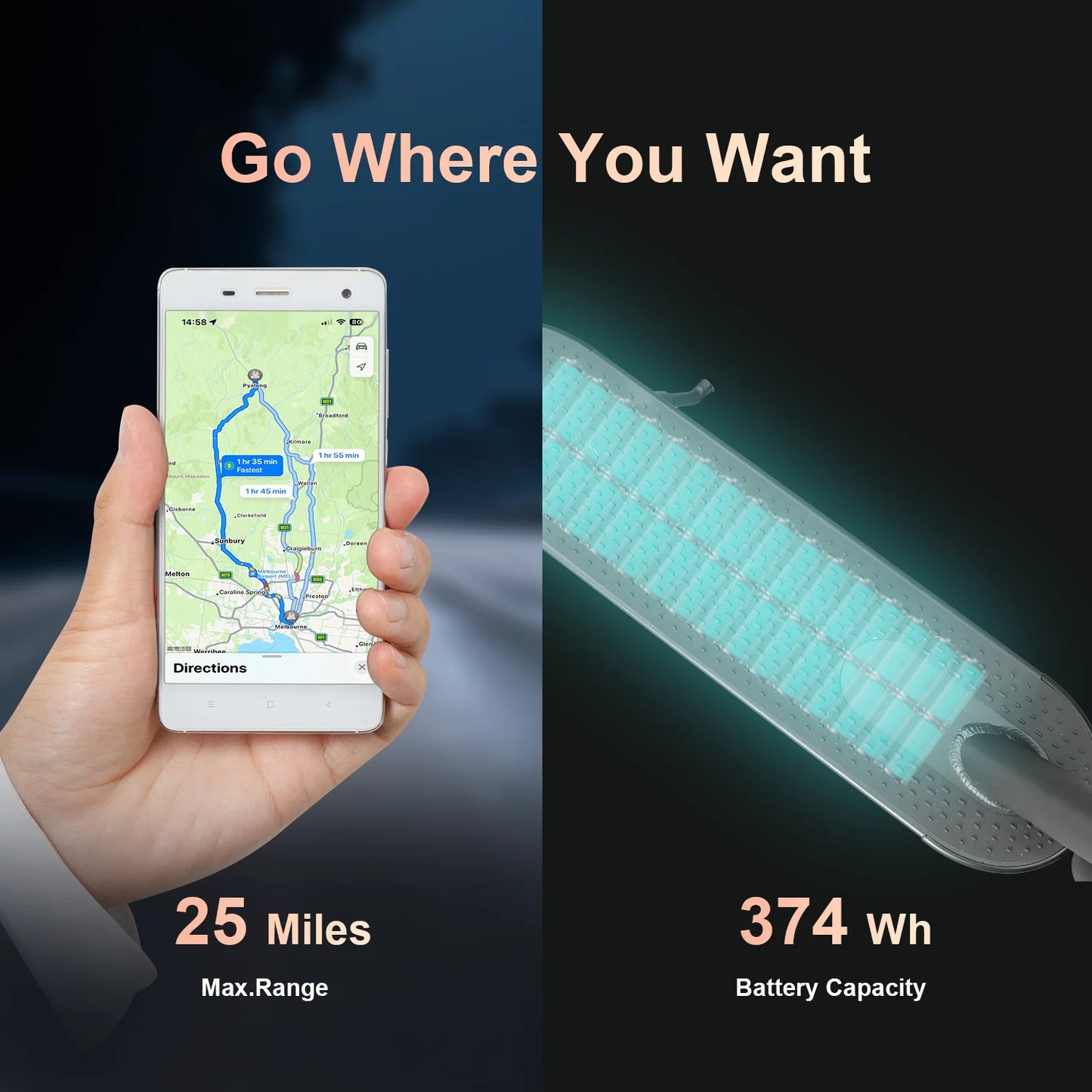 36v 350W 10.4Ah 15.6MPH Electric Scooter