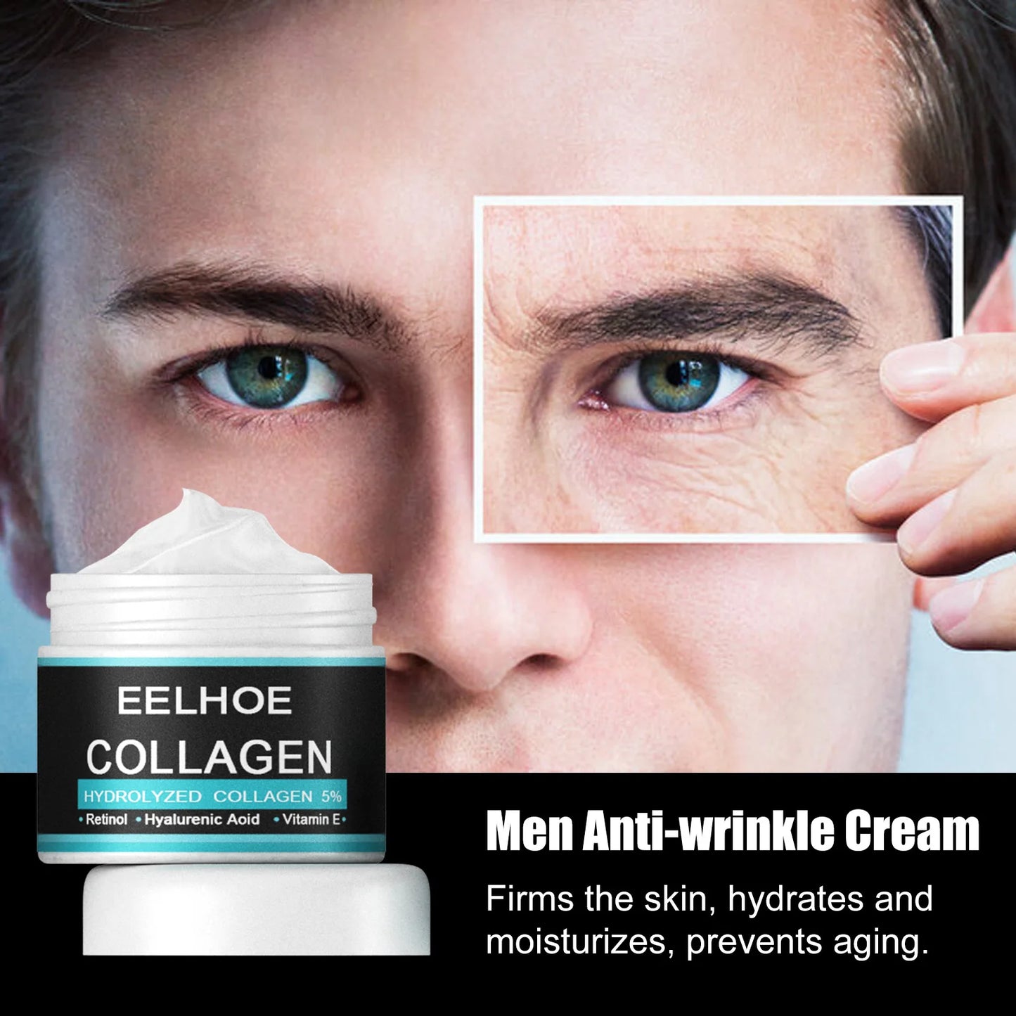 Eelhoe 50g Collagen Anti Wrinkle Cream Men Face Firming Improve Rough Dry Skin Tightening Fade Fine Line Moisturize Facial Cream