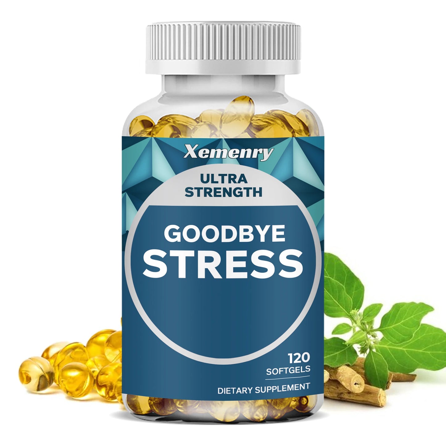 Goodbye Stress Capsules Supplement - GABA, L-Theanine - Relieve Stress and Improve Mood - 120 Capsules
