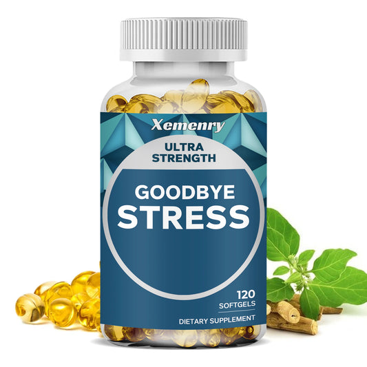 Goodbye Stress Capsules Supplement - GABA, L-Theanine - Relieve Stress and Improve Mood - 120 Capsules
