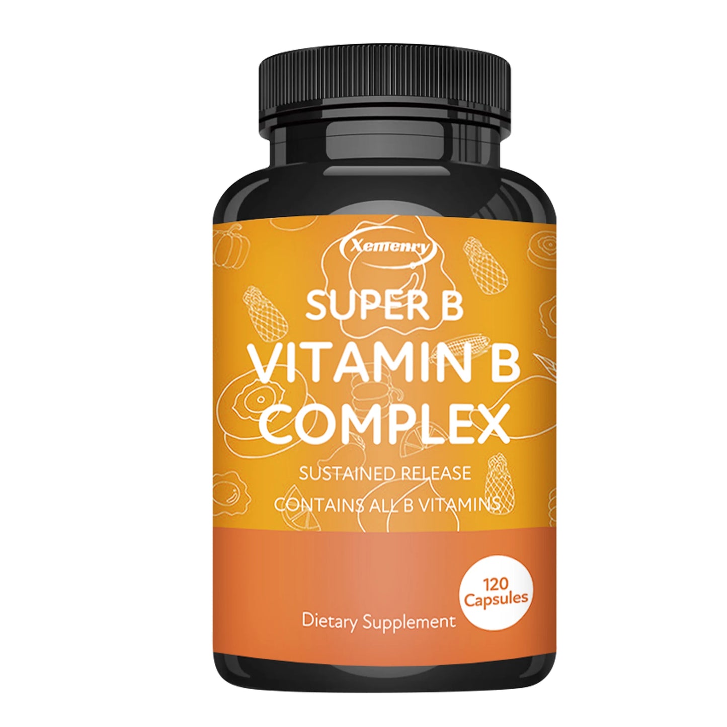 Vitamin B Complex - with Vitamin C, B1, B2, B3, B6, B12 - Energy, Relieve Stress, and Enhance Immunity - 120 Capsules