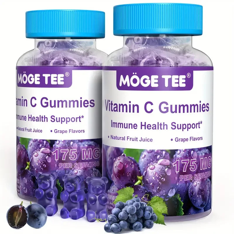MOGE TEE Vitamin C Gummy Bears – Immune Support, Grape Flavor, 45 Count