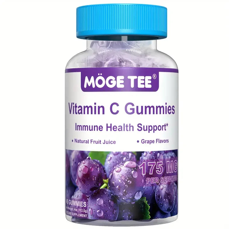 MOGE TEE Vitamin C Gummy Bears – Immune Support, Grape Flavor, 45 Count