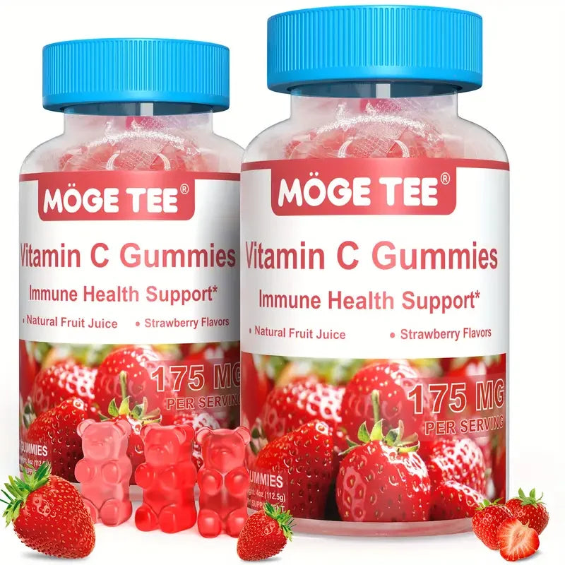 MOGE TEE Vitamin C Gummy Bears – Immune Support, Strawberry Flavor, 45 Count