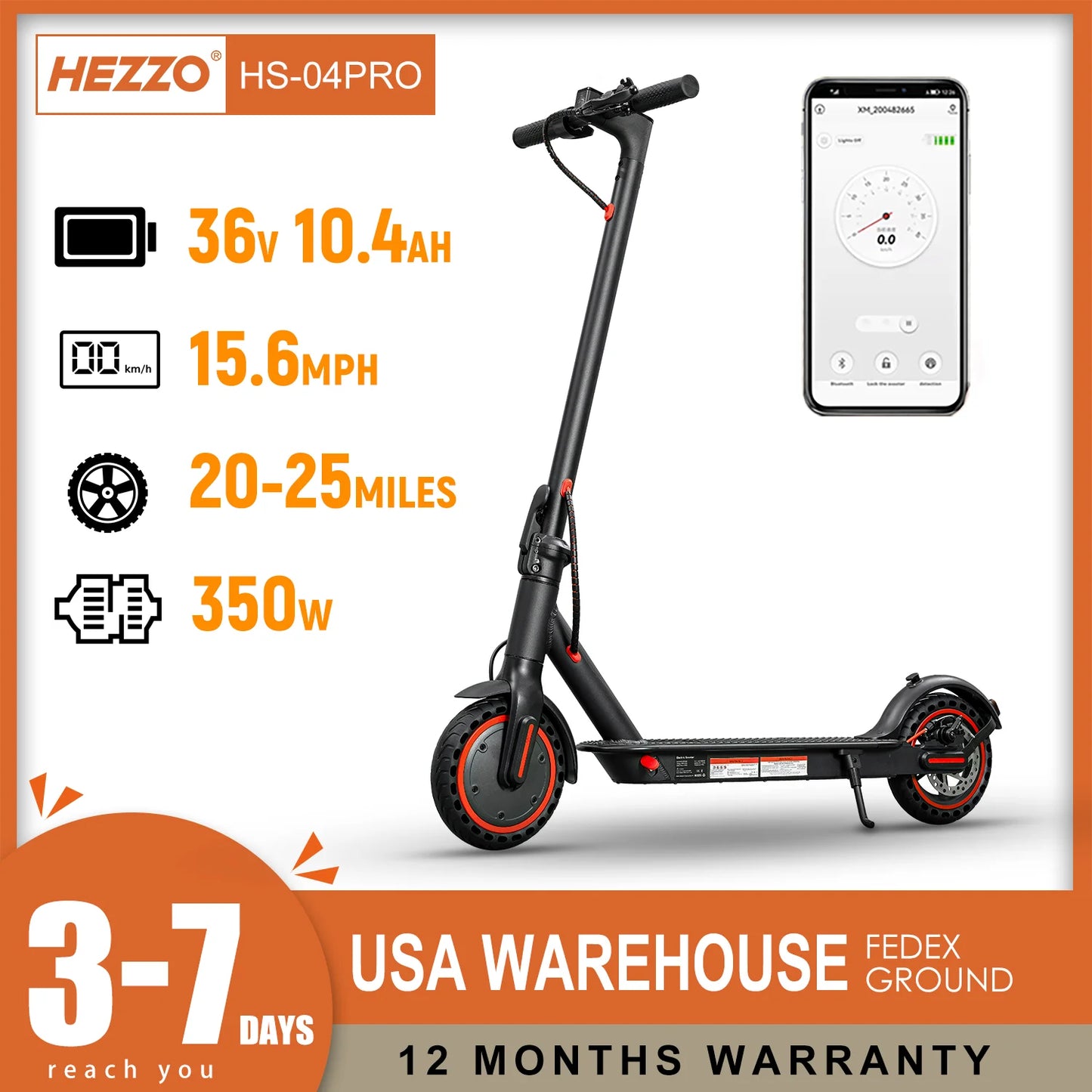 36v 350W 10.4Ah 15.6MPH Electric Scooter