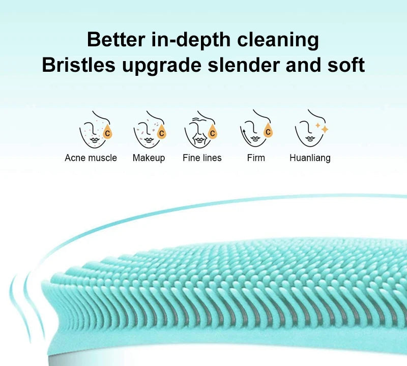 Silicone Face Scrubber Brush Skin Care Ultrasonic Cleaner Waterproof Face Cleansing Brush Remove Blackhead Beauty Massager