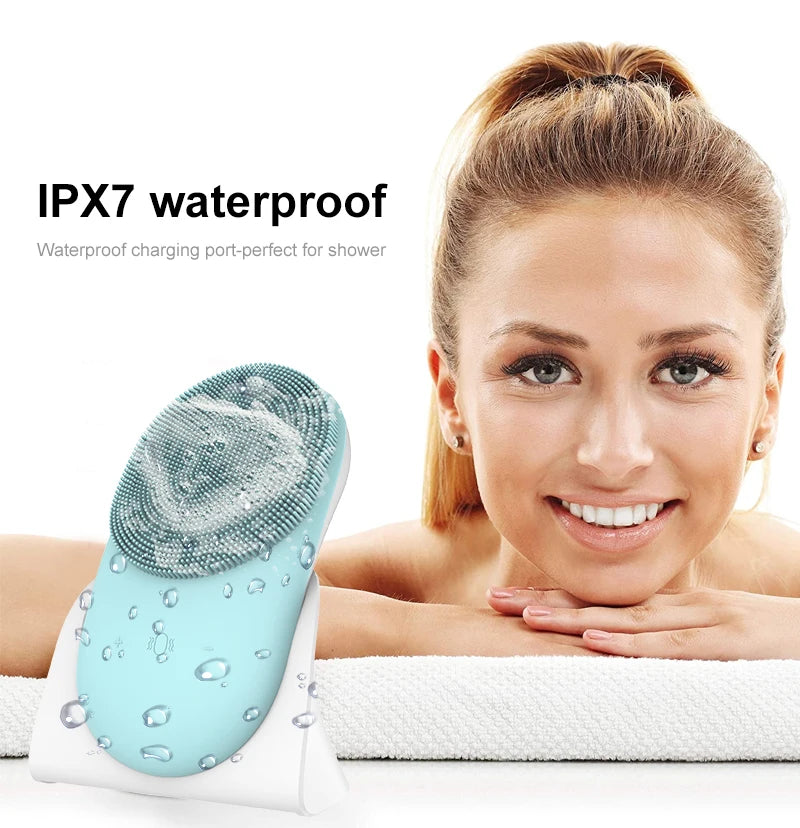 Silicone Face Scrubber Brush Skin Care Ultrasonic Cleaner Waterproof Face Cleansing Brush Remove Blackhead Beauty Massager