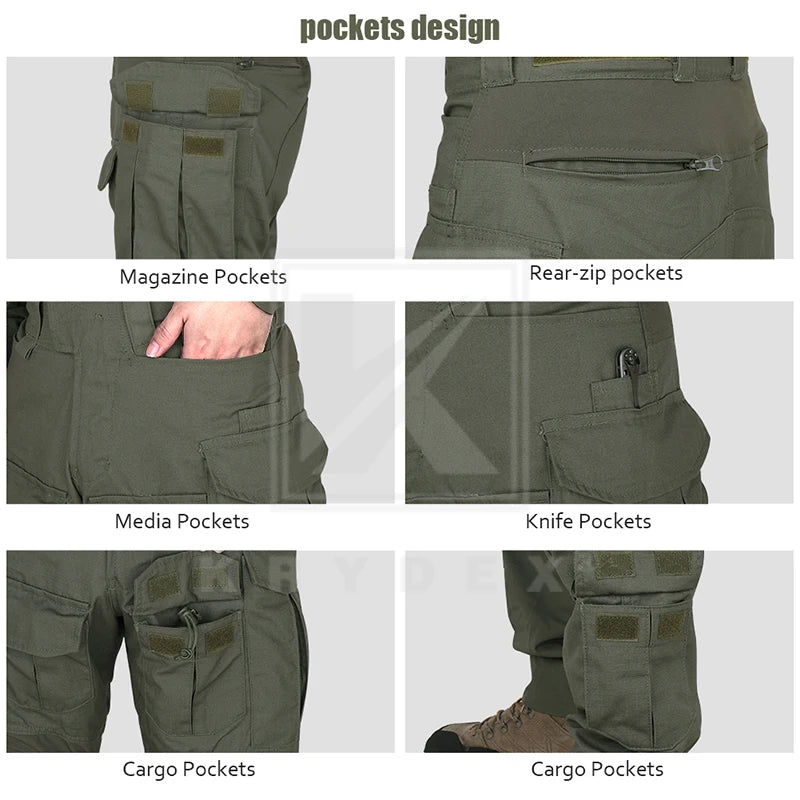 KRYDEX Tactical Combat Pants With Knee Pads For Hunting Outdoor Hiking Men Uniform Trousers Clothes