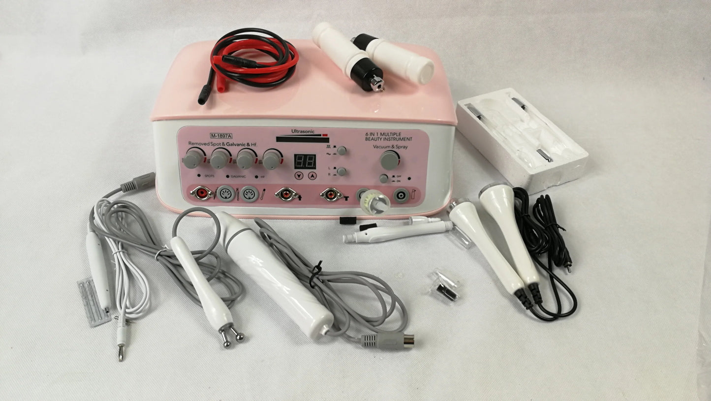 Allfond Ultrasonic Bio RF Vacuum Galvanic High Frequency Spray Multifunction Facial Machine for Beauty Skin