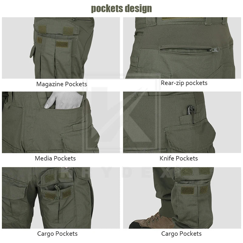 KRYDEX Tactical Combat Pants With Knee Pads For Hunting Outdoor Hiking Men Uniform Trousers Clothes