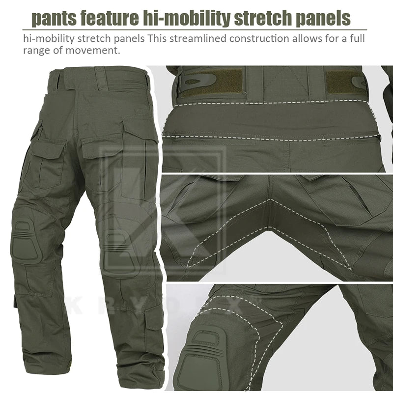 KRYDEX Tactical Combat Pants With Knee Pads For Hunting Outdoor Hiking Men Uniform Trousers Clothes
