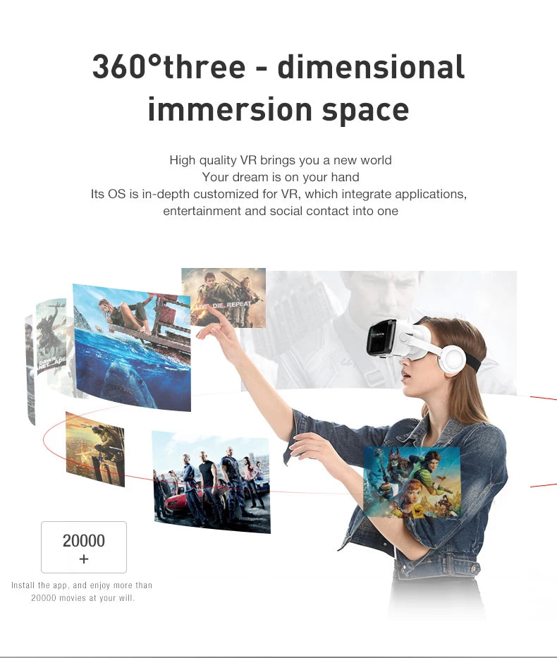 New VR SHINECON 2021 Wireless Bluetooth Stereo Headset Version Virtual Reality Glasses 3D Goggle Cardboard Helmet for Smartphone