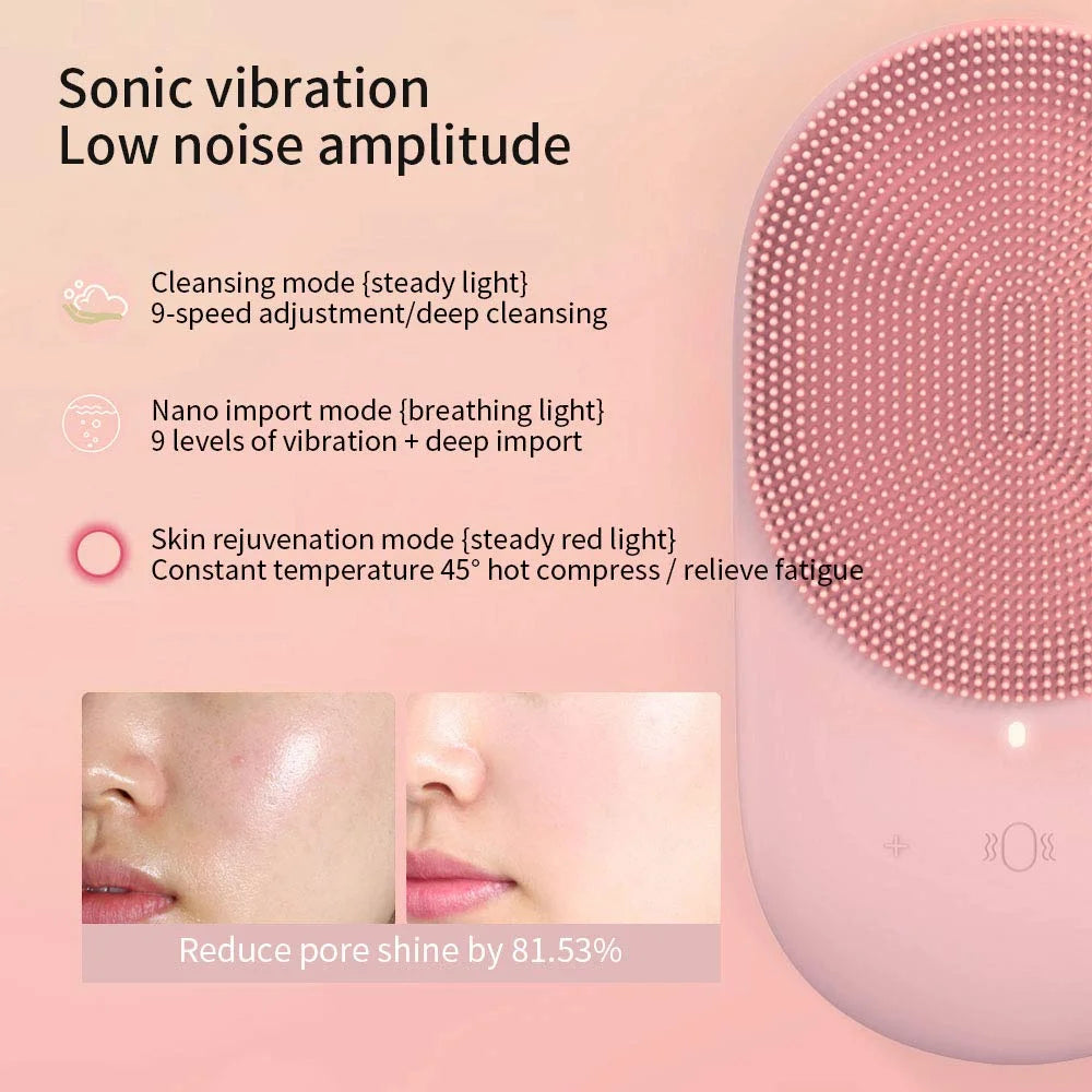 Silicone Face Scrubber Brush Skin Care Ultrasonic Cleaner Waterproof Face Cleansing Brush Remove Blackhead Beauty Massager