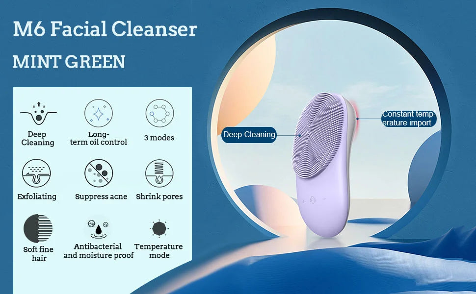 Silicone Face Scrubber Brush Skin Care Ultrasonic Cleaner Waterproof Face Cleansing Brush Remove Blackhead Beauty Massager