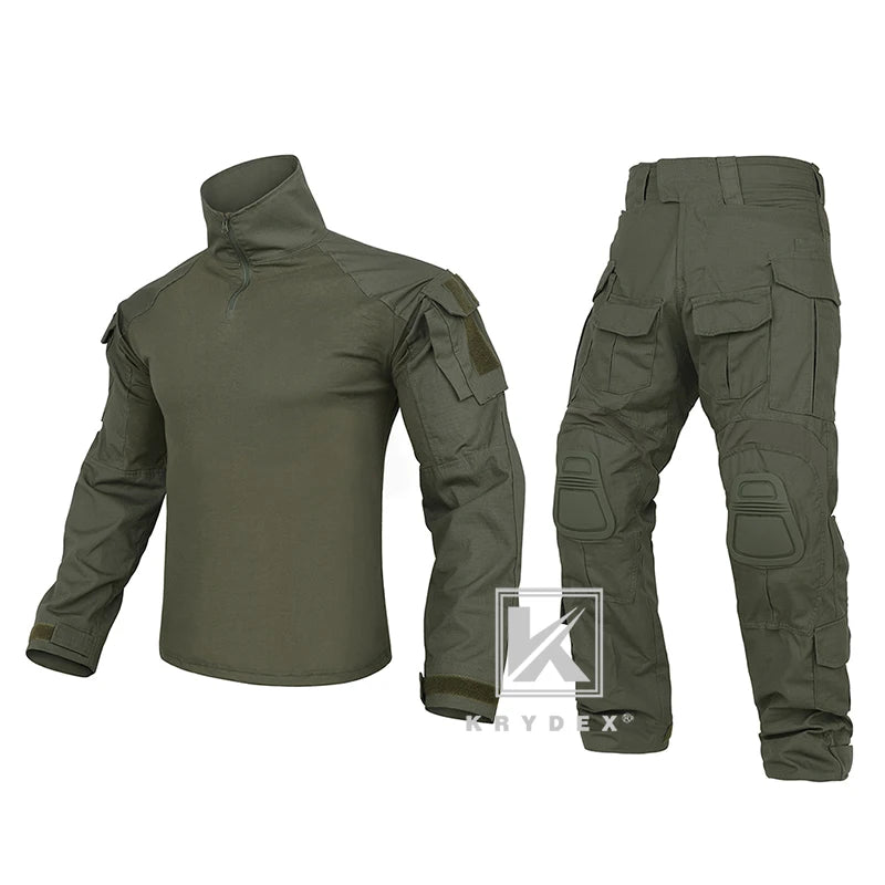KRYDEX Tactical Combat G3 Uniform Set Outdoor Hunting Gen3 Camouflage Shirt & Pants Kit Ranger Green Black Men Clothing
