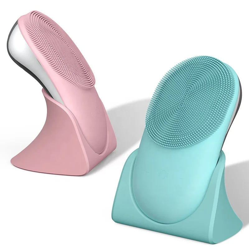 Silicone Face Scrubber Brush Skin Care Ultrasonic Cleaner Waterproof Face Cleansing Brush Remove Blackhead Beauty Massager