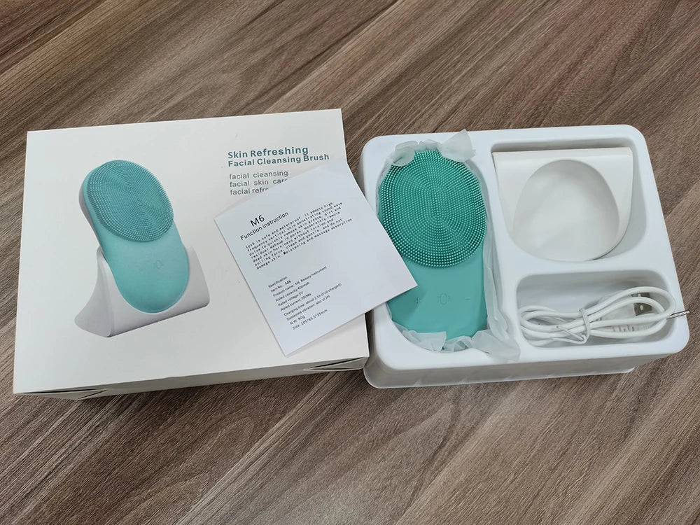 Silicone Face Scrubber Brush Skin Care Ultrasonic Cleaner Waterproof Face Cleansing Brush Remove Blackhead Beauty Massager