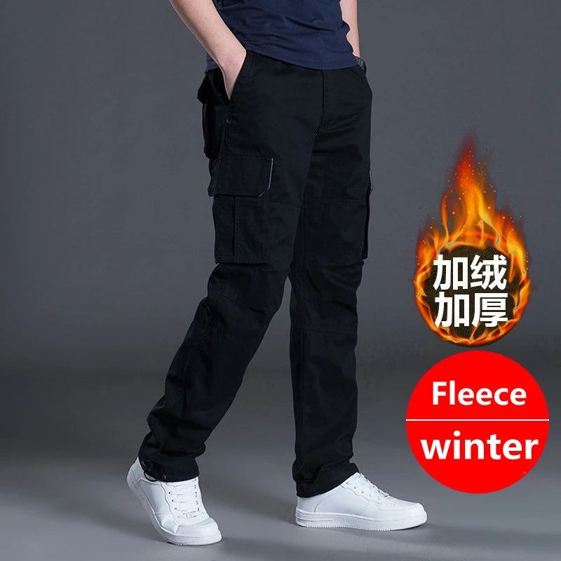 Men's Cargo Pants Large Size Tactical Military Outwear Straight Winter Trousers
