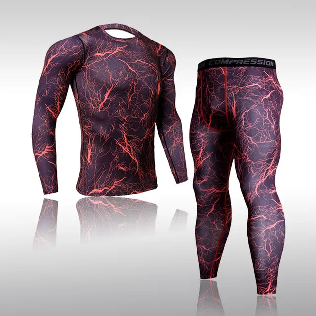 Quick Dry Camouflage Men's Running Sets Compression Sports Suits Skinny Tights Clothes Gym Rashguard Fitness Sportswear Men