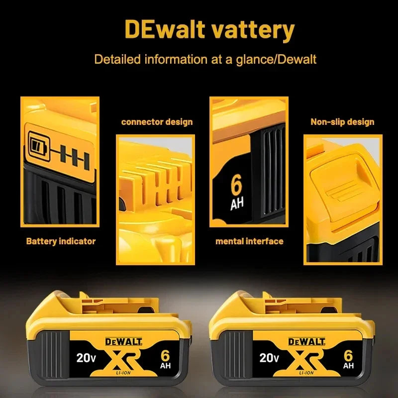 High Rate 100% Genuine Dewalt 20V Battery, 2AH 5AH 6AH Rechargeable Lithium Ion Battery, Dewalt DCB200 Power Tool Battery