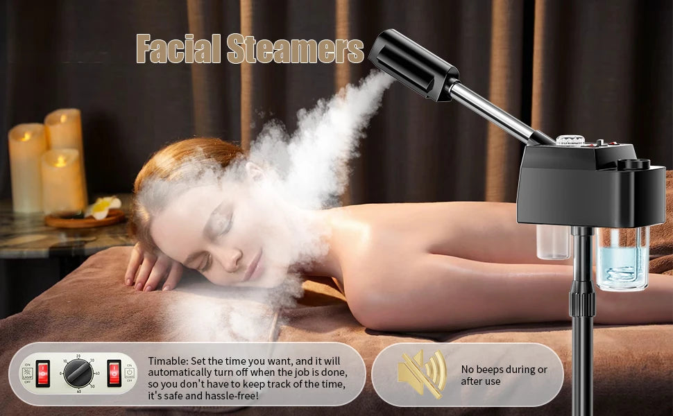 Facial Steamer Professional, Steamer for Face with Time Setting, Deep Cleaning, Vaporizador Facial for Esthetician