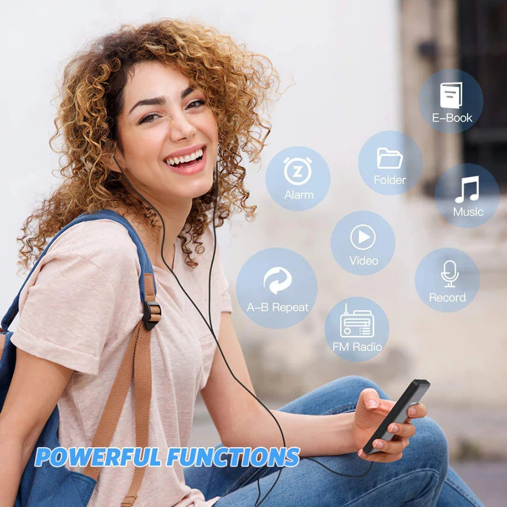 MP3 Player 1.8 in Screen HiFi Lossless Music Player Bluetooth-Compatible5.0 Type-C Sports MP3 Player Built-in Speaker for Kids