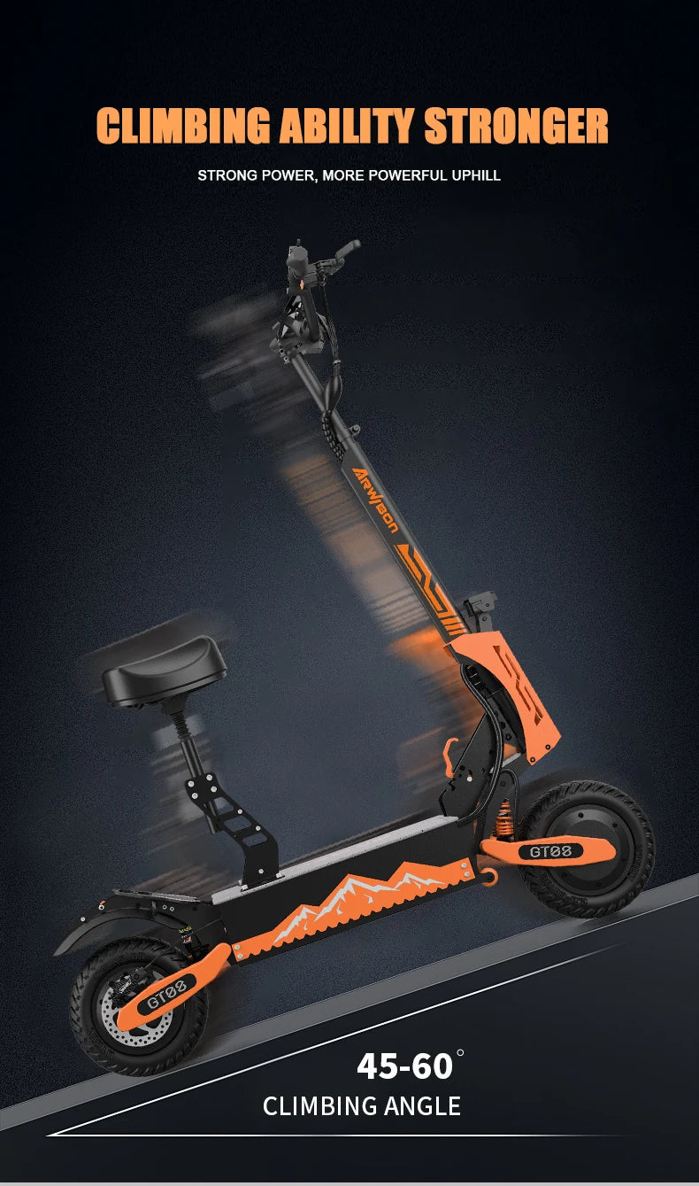 5600W Adult Electric Scooter Dual Motor Top Speed 50MPH,60V27AH, 11-inch Off-Road Tires Sport Folding eScooter with Seat