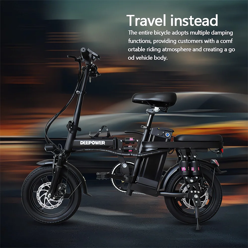 Electric Bike for Adults 600W Peak Motor, 20 mph Folding Ebike, 14" Adults Electric Bicycles,3 Levels Assist,Multi-Shock Ebike,