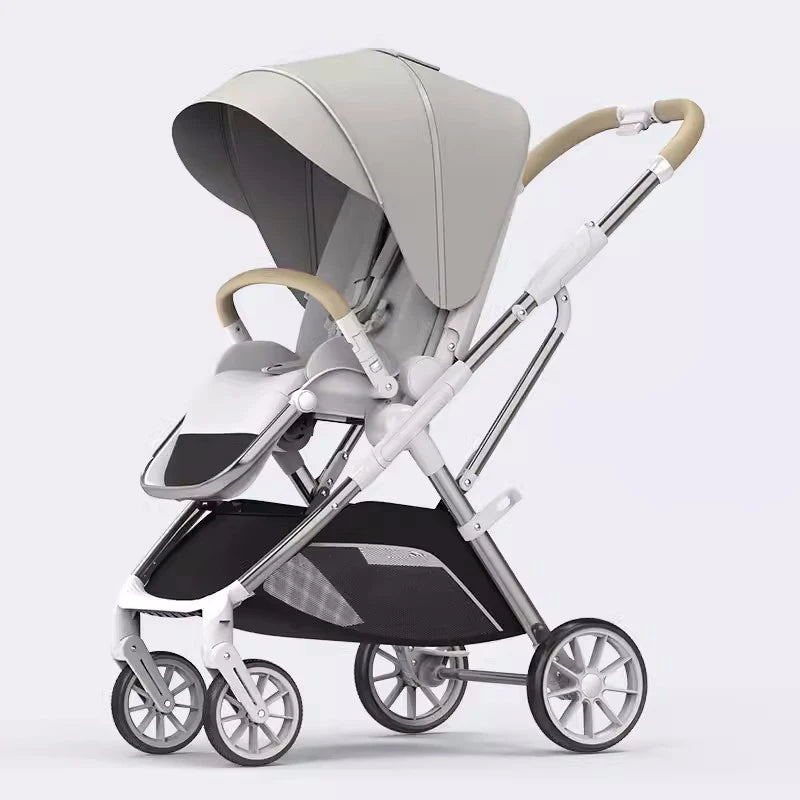 High View Baby Stroller Ergonomics Seat Bassinet for Newborn Portable Baby Pram One Hand to Recline Basket Pushchair