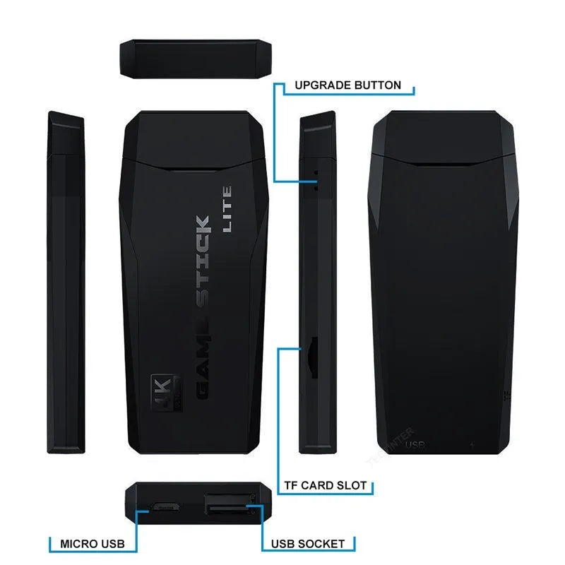 Video Game Console Built-in 20000 Games Wireless Controller TV Game Stick 4K HD 25 Languages